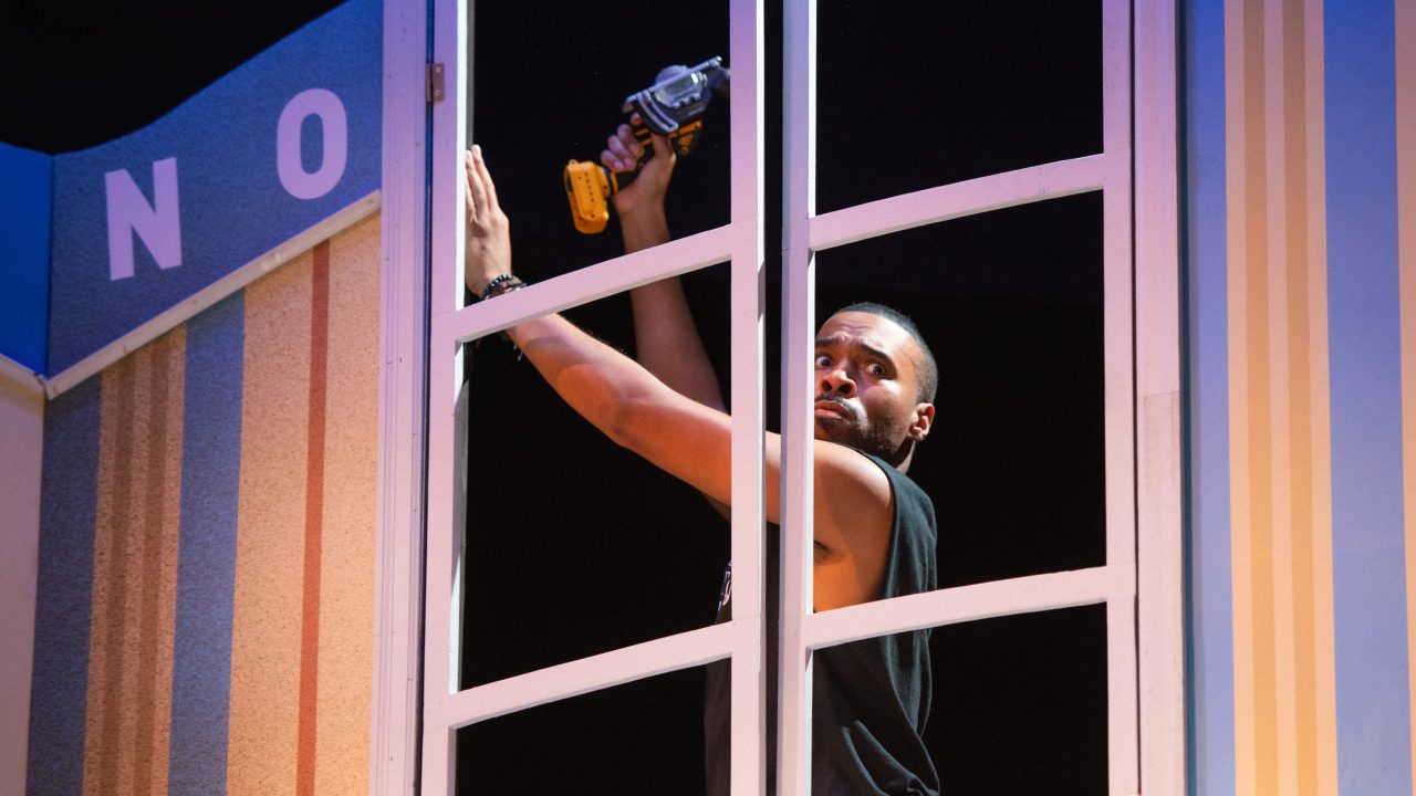 Trevor (Terrance Austin Smith) fixes the set in San Francisco Playhouse's "Peter Pan Goes Wrong," performing September 26 - November 28.